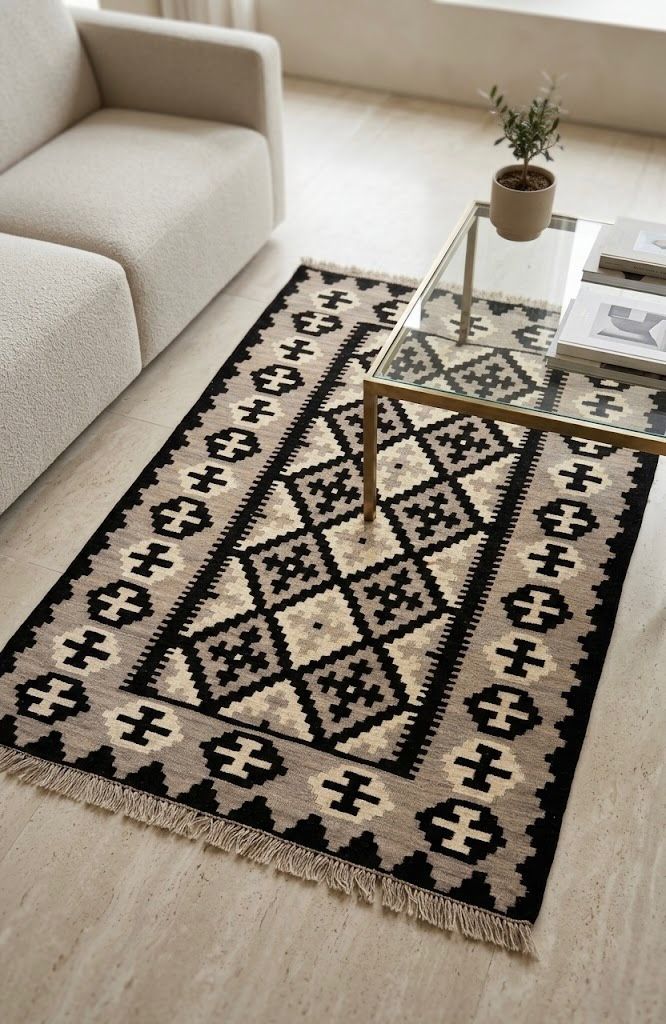 Handmade Azerbaijani Kilim Rug 145×95 cm | Natural Wool Tribal Rug | 49 OMR