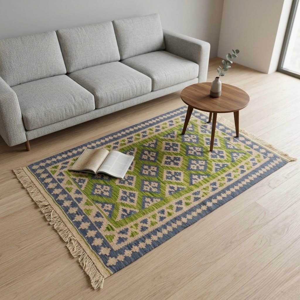 Handmade Azerbaijani Kilim Rug 145×95 cm | Natural Wool Tribal Rug | 49 OMR